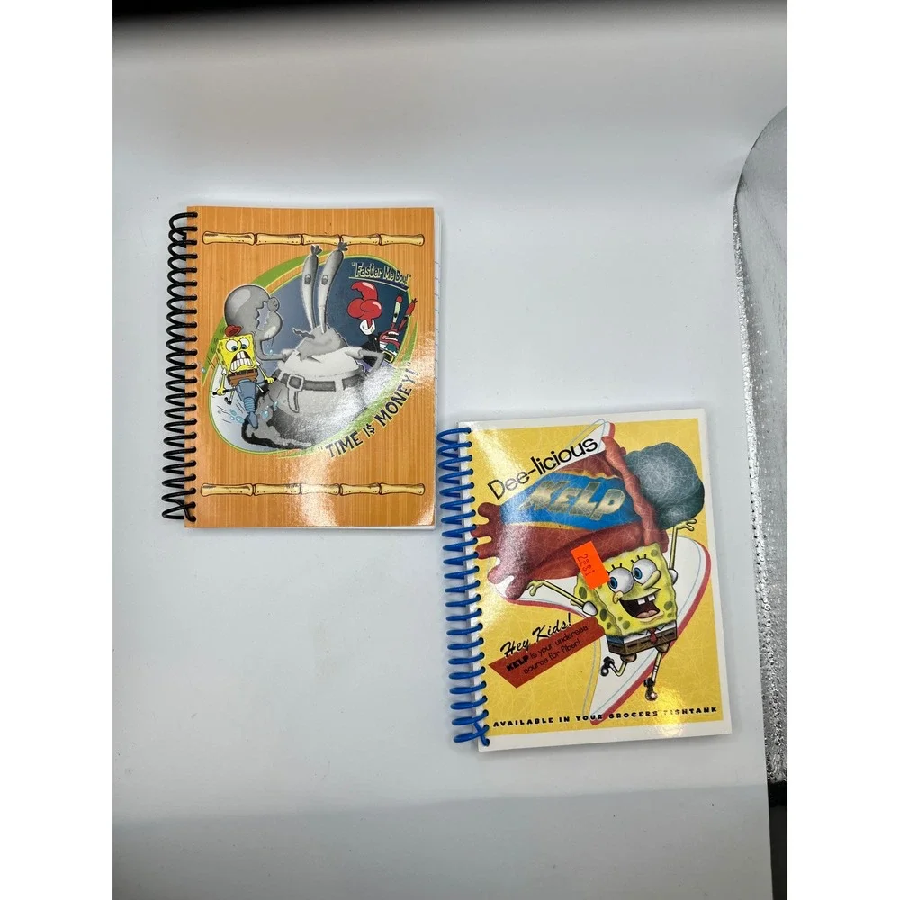 SpongeBob SquarePants Set Of 2 Mini Notebooks 2004 Dee-Licious Kelp Mr Crab NEW‎
